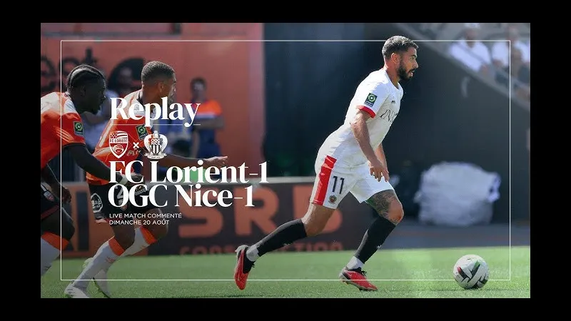 Cầu thủ Nice bứt tốc trước sự áp đảo của hậu vệ đối phương từ Lorient